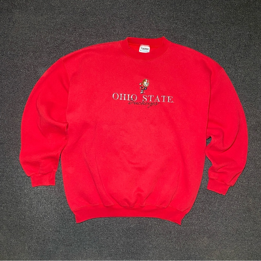 Vintage Ohio state buckeyes Brutus buckeye embroidered ncaa red crewneck size xl